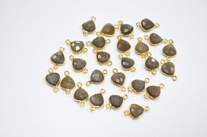 Gray Moonstone Faceted Heart Shape Connector , Sold By Piece , 11 mm , RB-7477