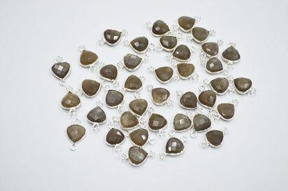Gray Moonstone Faceted Heart Shape Connector , Sold By Piece , 11 mm , RB-7477
