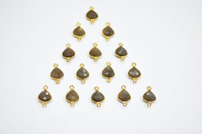 Gray Moonstone Faceted Heart Shape Connector , Sold By Piece , 11 mm , RB-7477