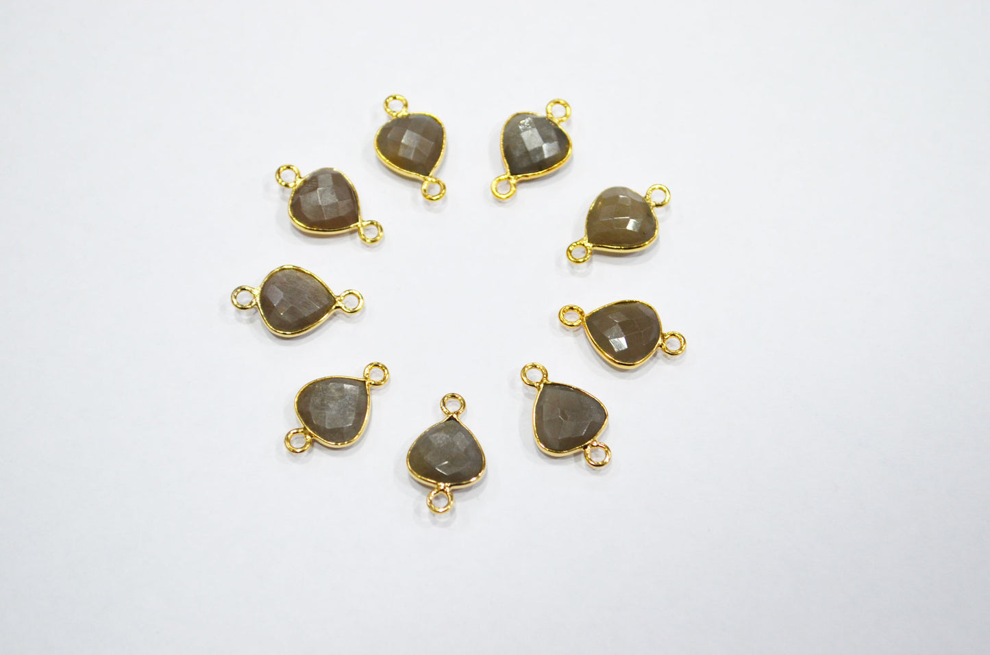 Gray Moonstone Faceted Heart Shape Connector , Sold By Piece , 11 mm , RB-7477