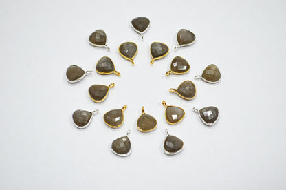 Gray Moonstone Faceted Heart Shape Connector , Sold By Piece , 11 mm , RB-7478