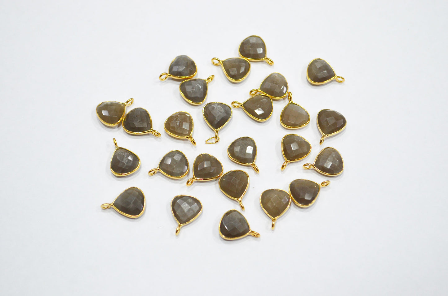 Gray Moonstone Faceted Heart Shape Connector , Sold By Piece , 11 mm , RB-7478