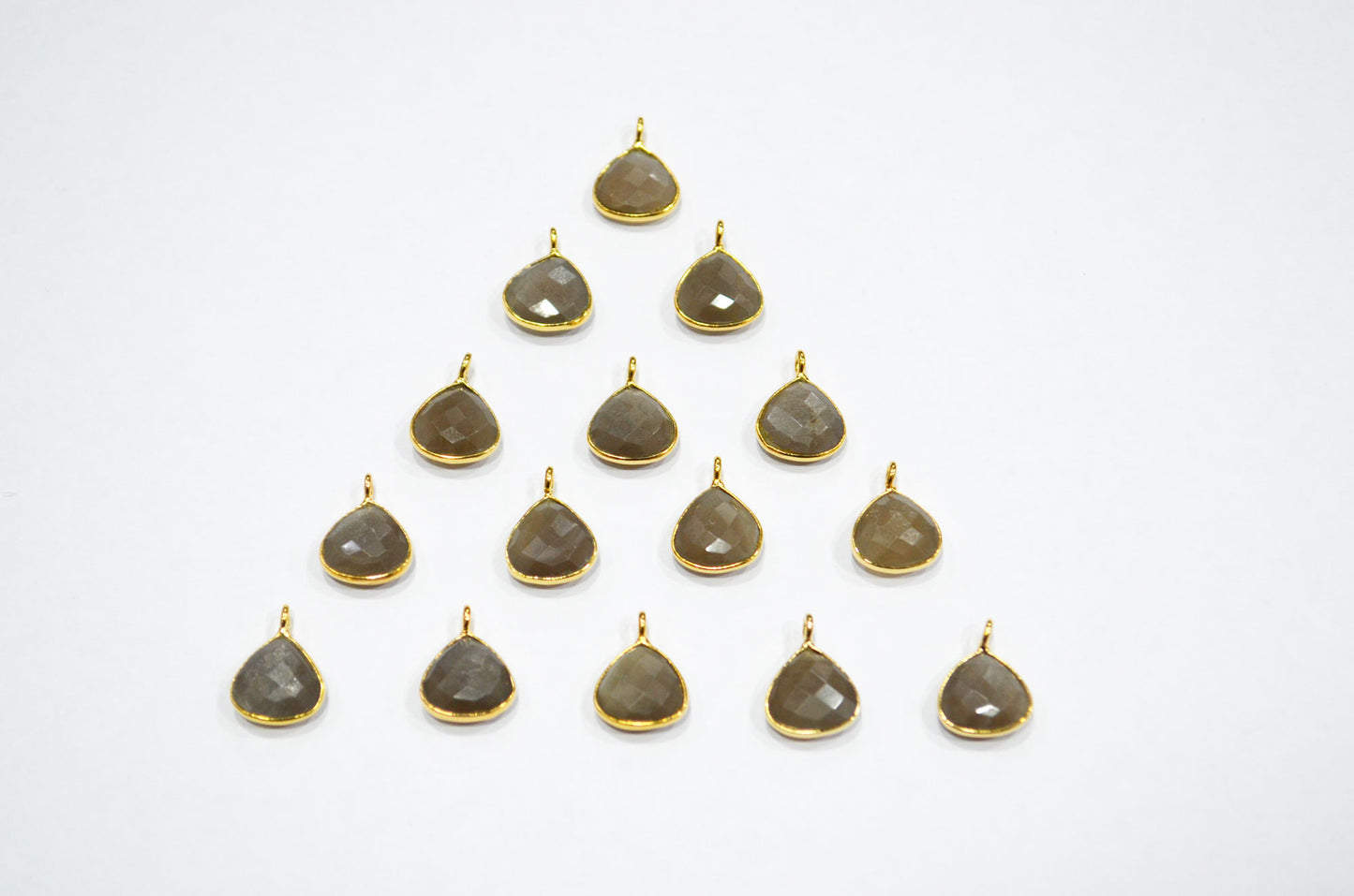Gray Moonstone Faceted Heart Shape Connector , Sold By Piece , 11 mm , RB-7478