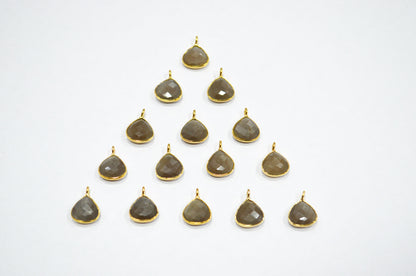 Gray Moonstone Faceted Heart Shape Connector , Sold By Piece , 11 mm , RB-7478