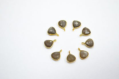 Gray Moonstone Faceted Heart Shape Connector , Sold By Piece , 11 mm , RB-7478