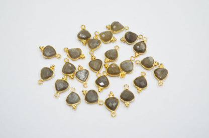 Gray Moonstone Faceted Heart Shape Connector , Sold By Piece , 11 mm , RB-7479