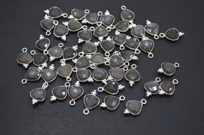 Gray Moonstone Faceted Heart Shape Connector , Sold By Piece , 11 mm , RB-7479