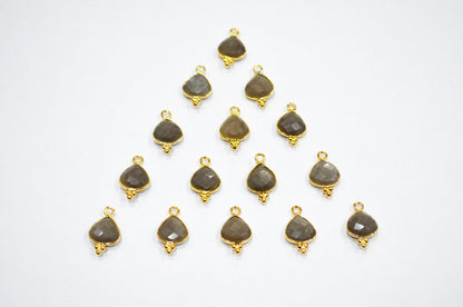 Gray Moonstone Faceted Heart Shape Connector , Sold By Piece , 11 mm , RB-7479