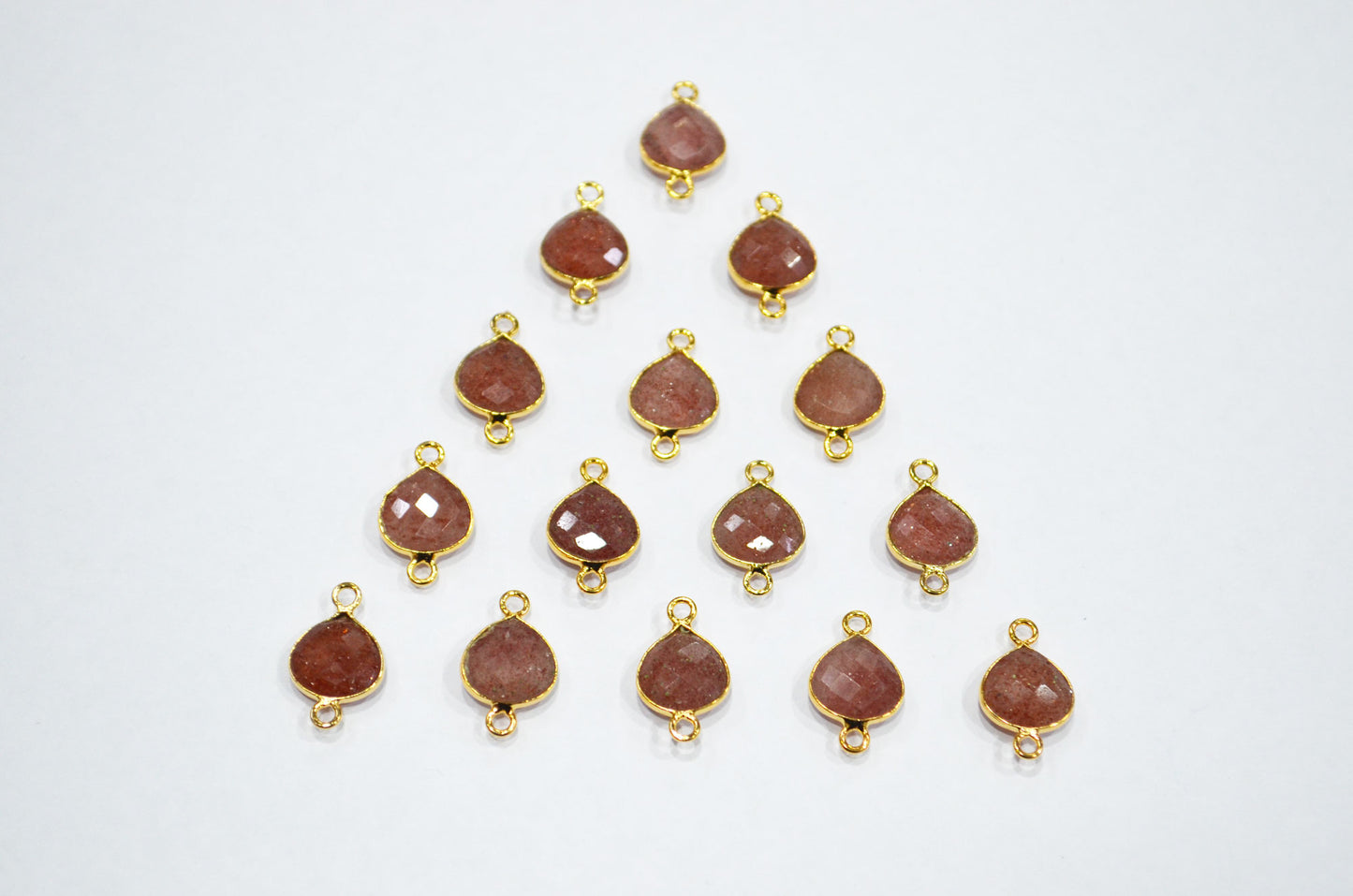 Red Strawberry Quartz Faceted Heart Shape Connector , Sold By Piece , 11 mm , RB-7480