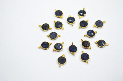 Corundum Sapphire Faceted Coin Shape Connector , Sold By Piece , 11 mm , RB-7483
