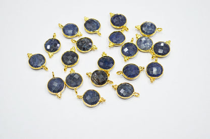 Corundum Sapphire Faceted Coin Shape Connector , Sold By Piece , 11 mm , RB-7483