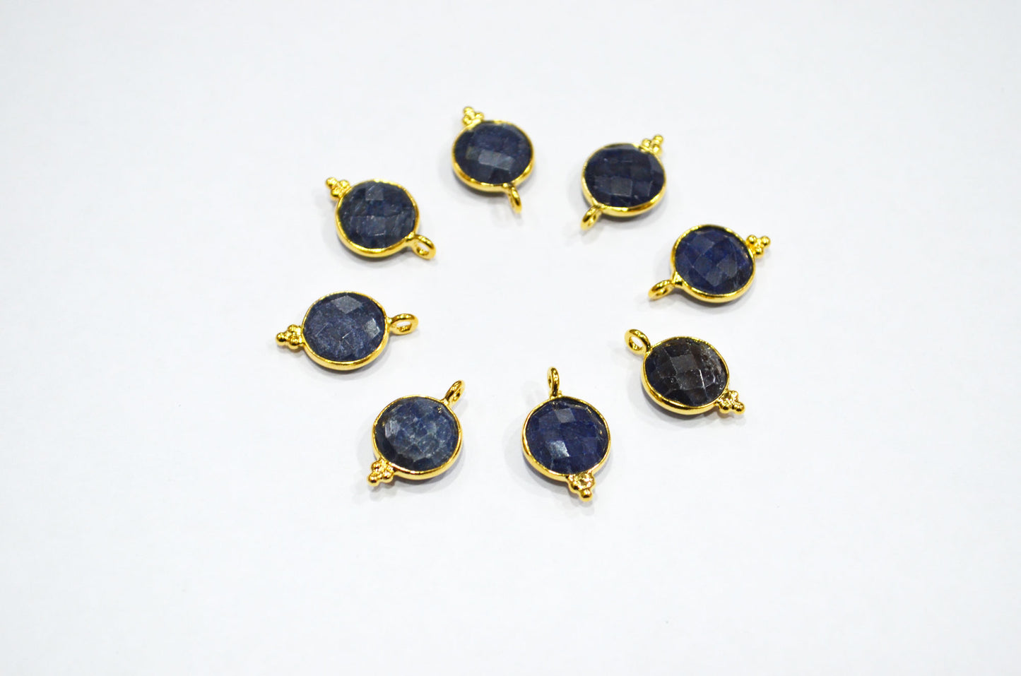 Corundum Sapphire Faceted Coin Shape Connector , Sold By Piece , 11 mm , RB-7483