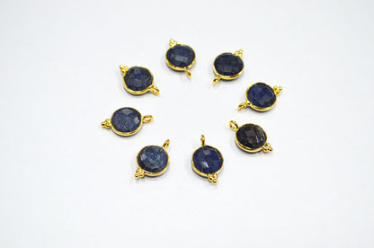 Corundum Sapphire Faceted Coin Shape Connector , Sold By Piece , 11 mm , RB-7483