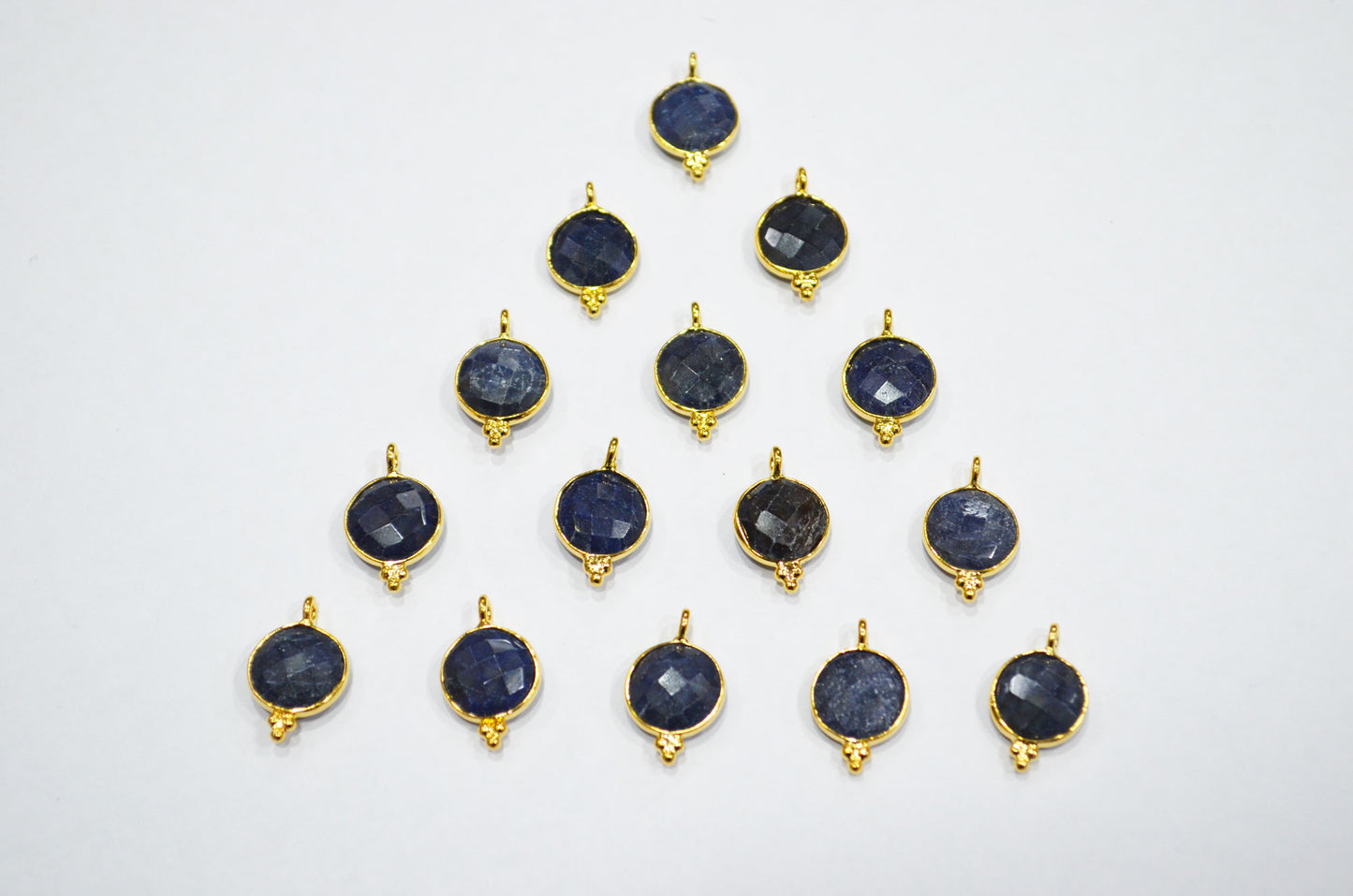 Corundum Sapphire Faceted Coin Shape Connector , Sold By Piece , 11 mm , RB-7483