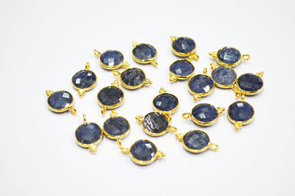 Corundum Sapphire Faceted Coin Shape Connector , Sold By Piece , 11 mm , RB-7483