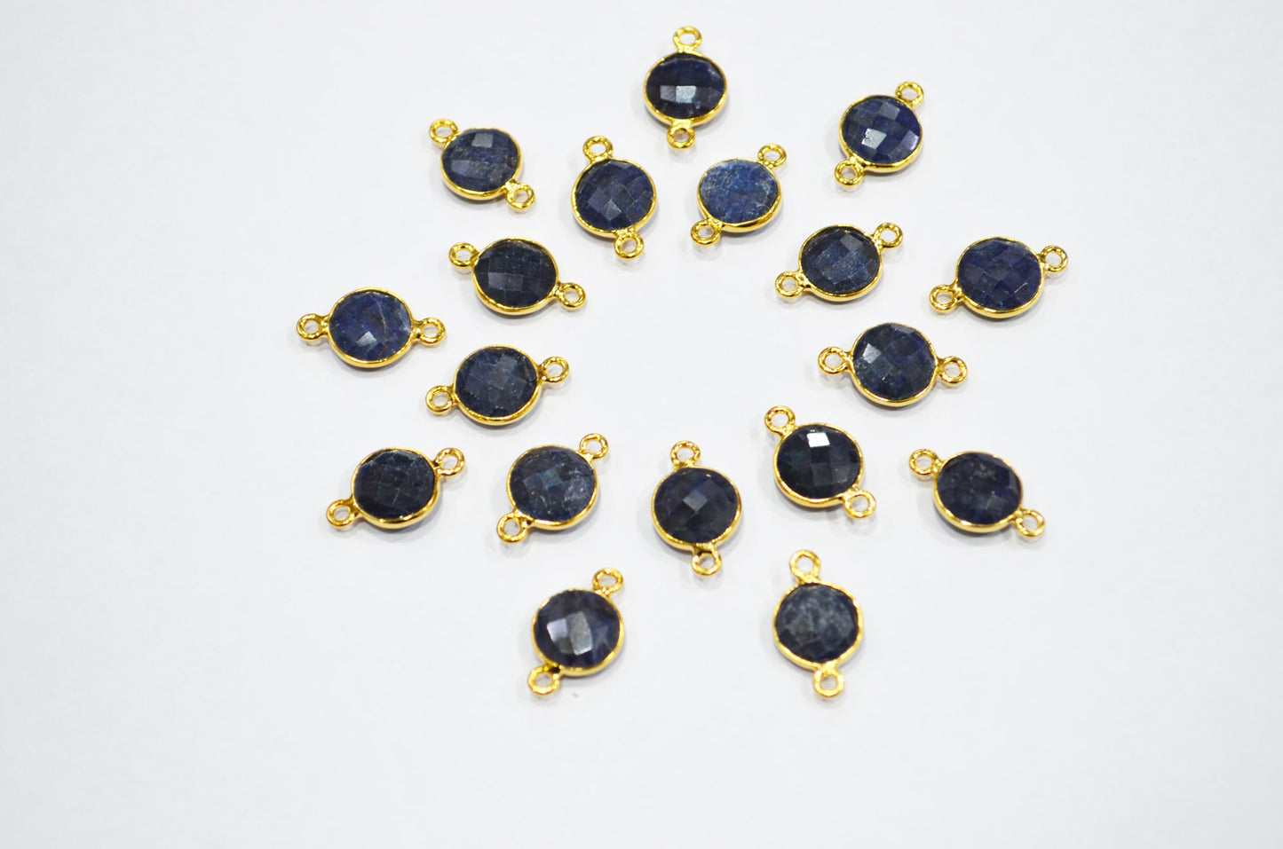 Corundum Sapphire Faceted Coin Shape Connector , Sold By Piece , 11 mm , RB-7484