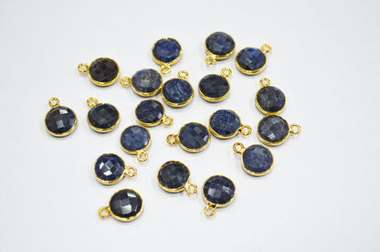 Corundum Sapphire Faceted Coin Shape Connector , Sold By Piece , 11 mm , RB-7484