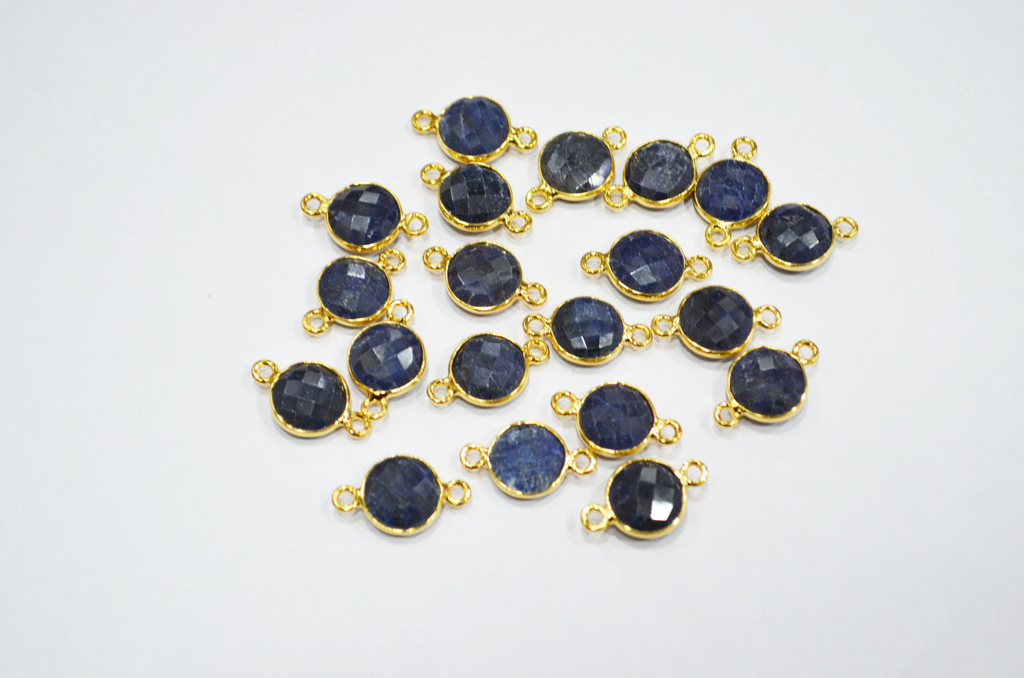 Corundum Sapphire Faceted Coin Shape Connector , Sold By Piece , 11 mm , RB-7484