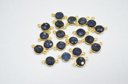 Corundum Sapphire Faceted Coin Shape Connector , Sold By Piece , 11 mm , RB-7484