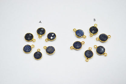 Corundum Sapphire Faceted Coin Shape Connector , Sold By Piece , 11 mm , RB-7484