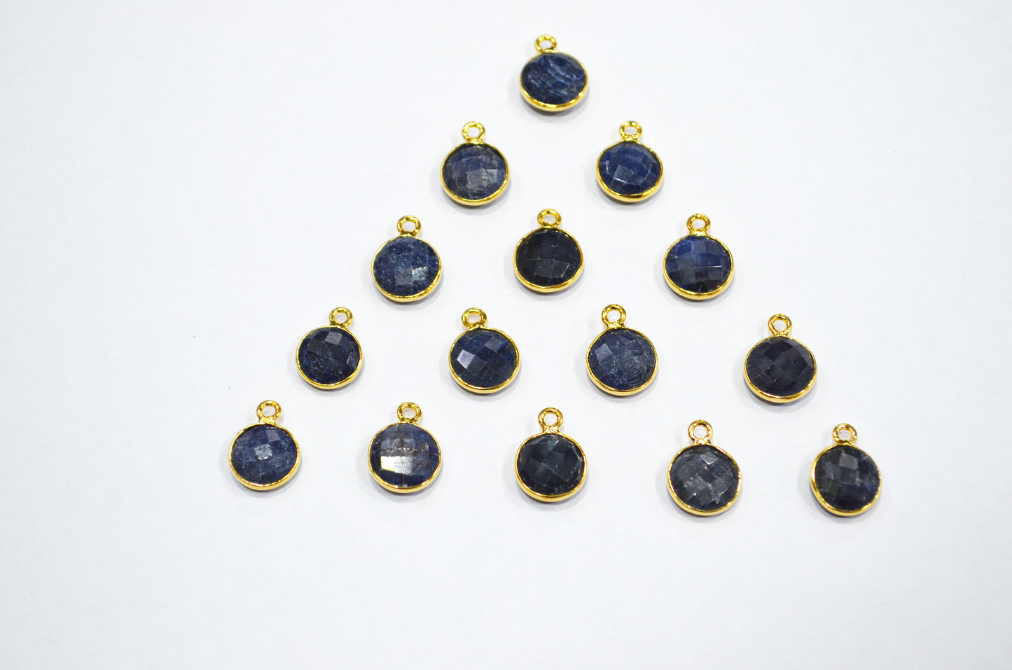 Corundum Sapphire Faceted Coin Shape Connector , Sold By Piece , 11 mm , RB-7484