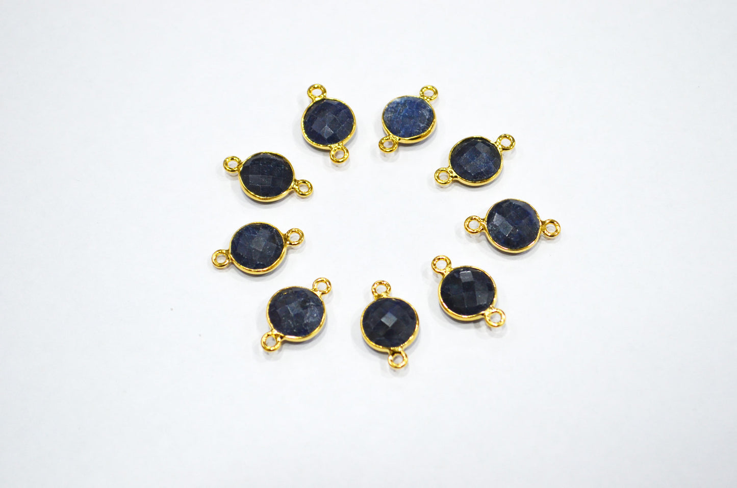 Corundum Sapphire Faceted Coin Shape Connector , Sold By Piece , 11 mm , RB-7484