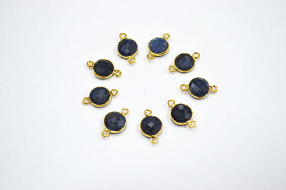 Corundum Sapphire Faceted Coin Shape Connector , Sold By Piece , 11 mm , RB-7484