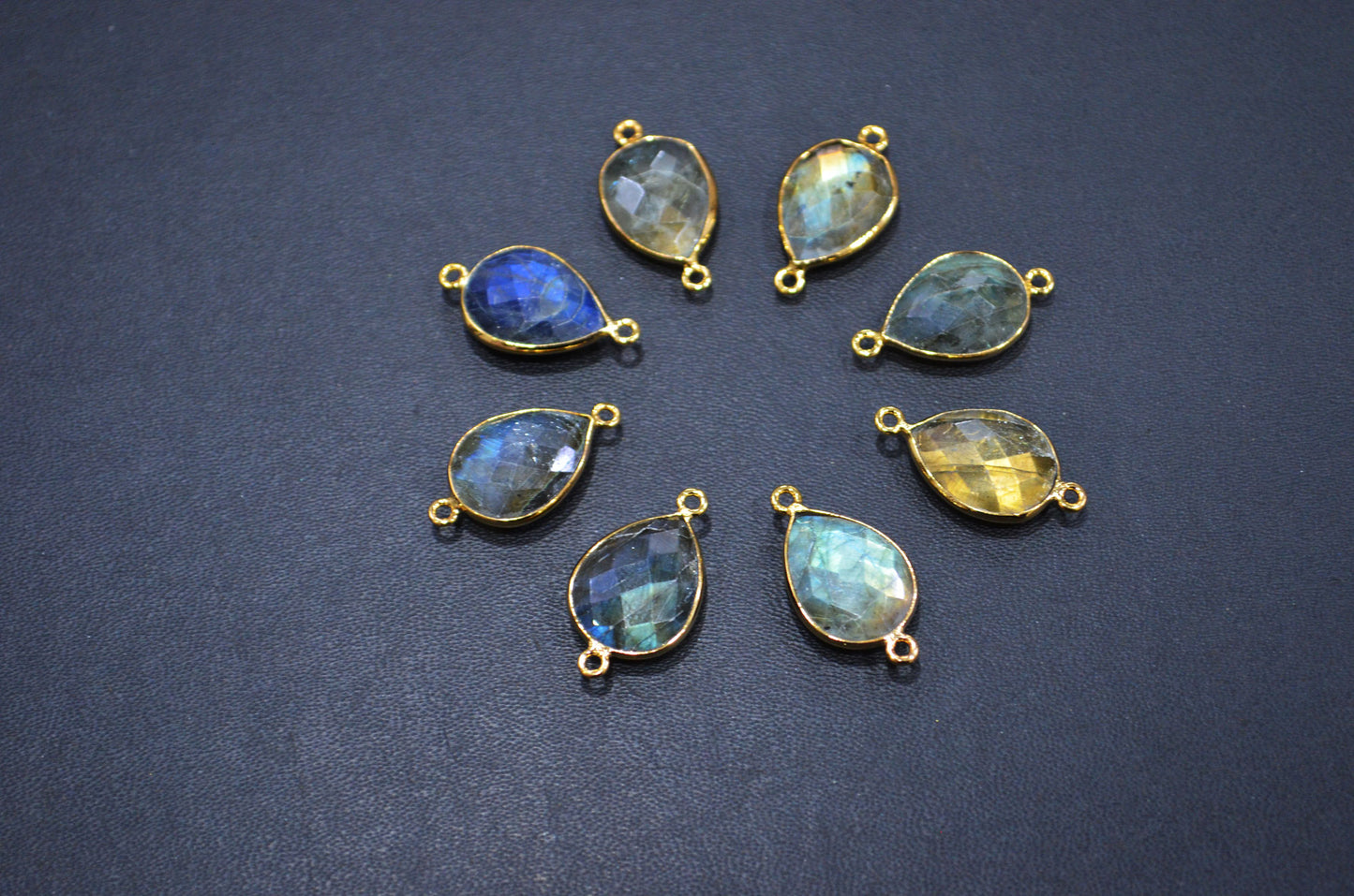 Labradorite Faceted Pear Shape Connector , Sold By Piece , 13x17 mm , RB-7485