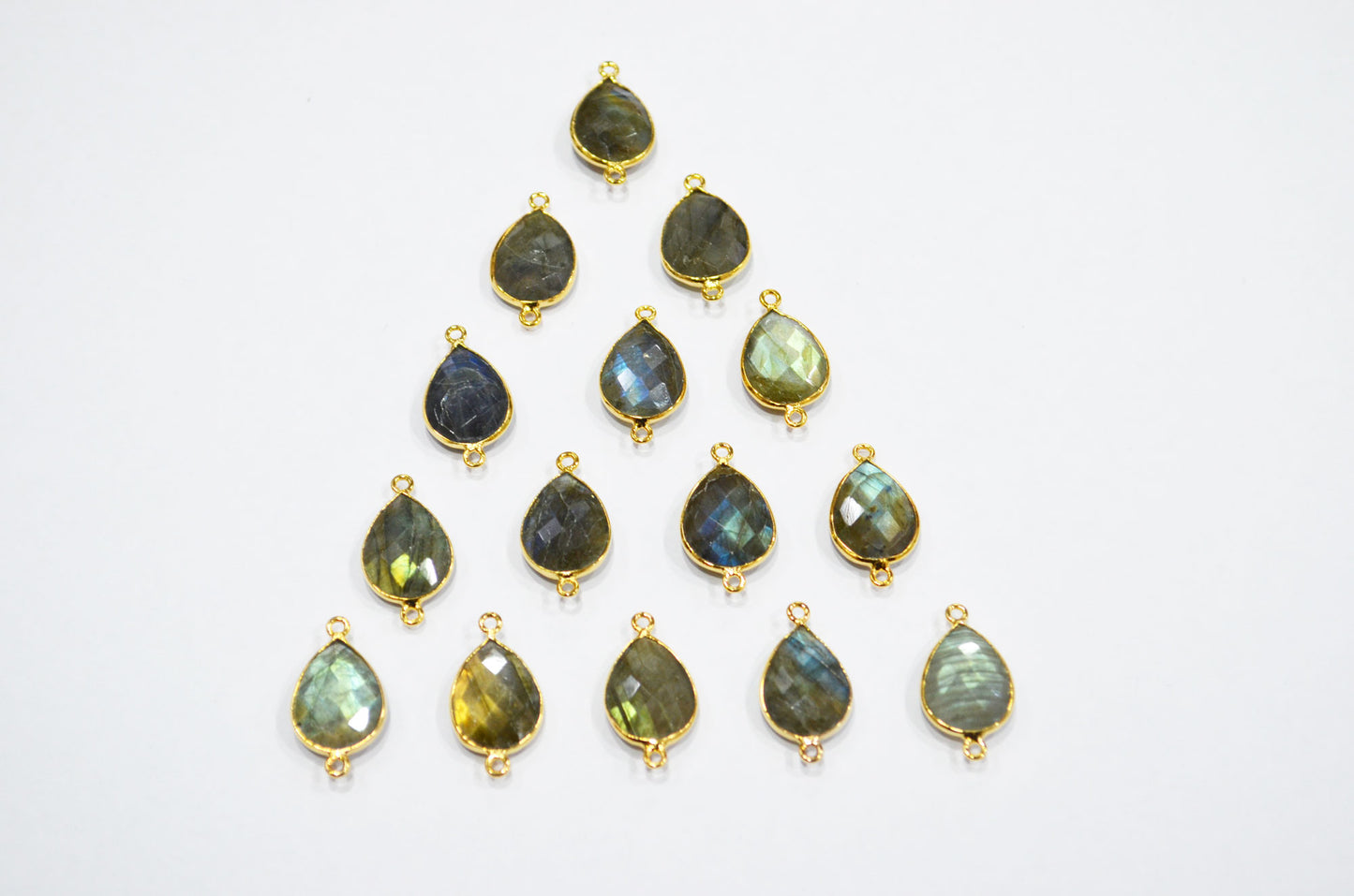 Labradorite Faceted Pear Shape Connector , Sold By Piece , 13x17 mm , RB-7485