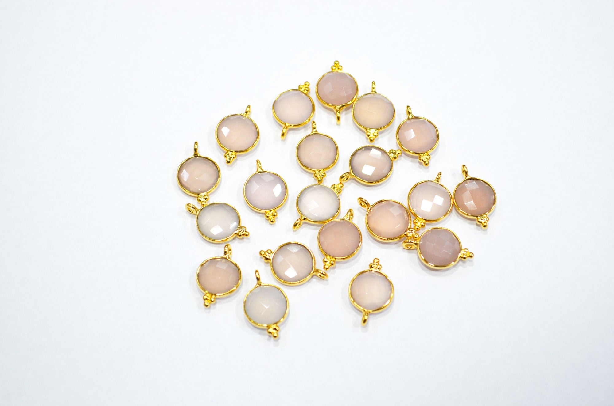 Rose Chalcedony Faceted Coin Shape Connector , Sold By Piece , 11 mm , RB-7486