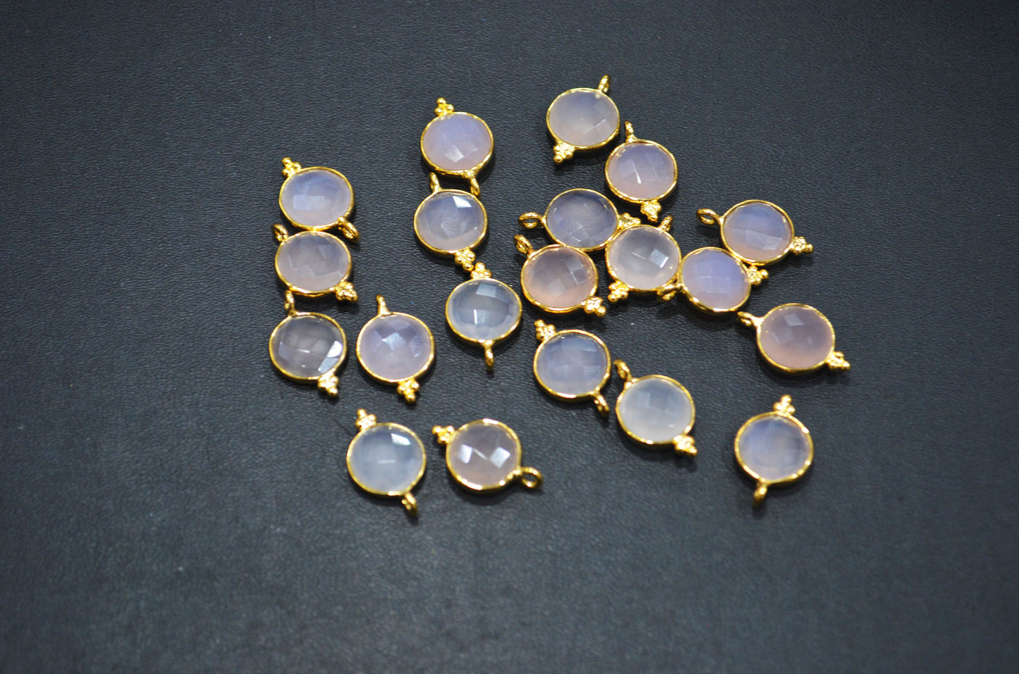 Rose Chalcedony Faceted Coin Shape Connector , Sold By Piece , 11 mm , RB-7486
