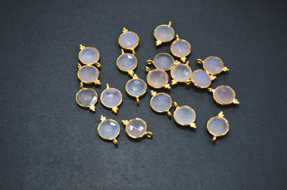 Rose Chalcedony Faceted Coin Shape Connector , Sold By Piece , 11 mm , RB-7486