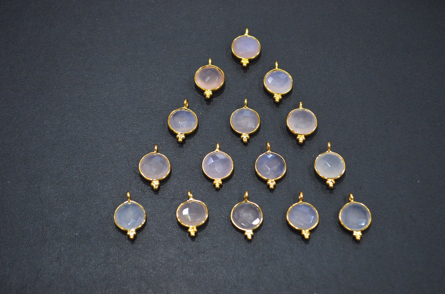 Rose Chalcedony Faceted Coin Shape Connector , Sold By Piece , 11 mm , RB-7486