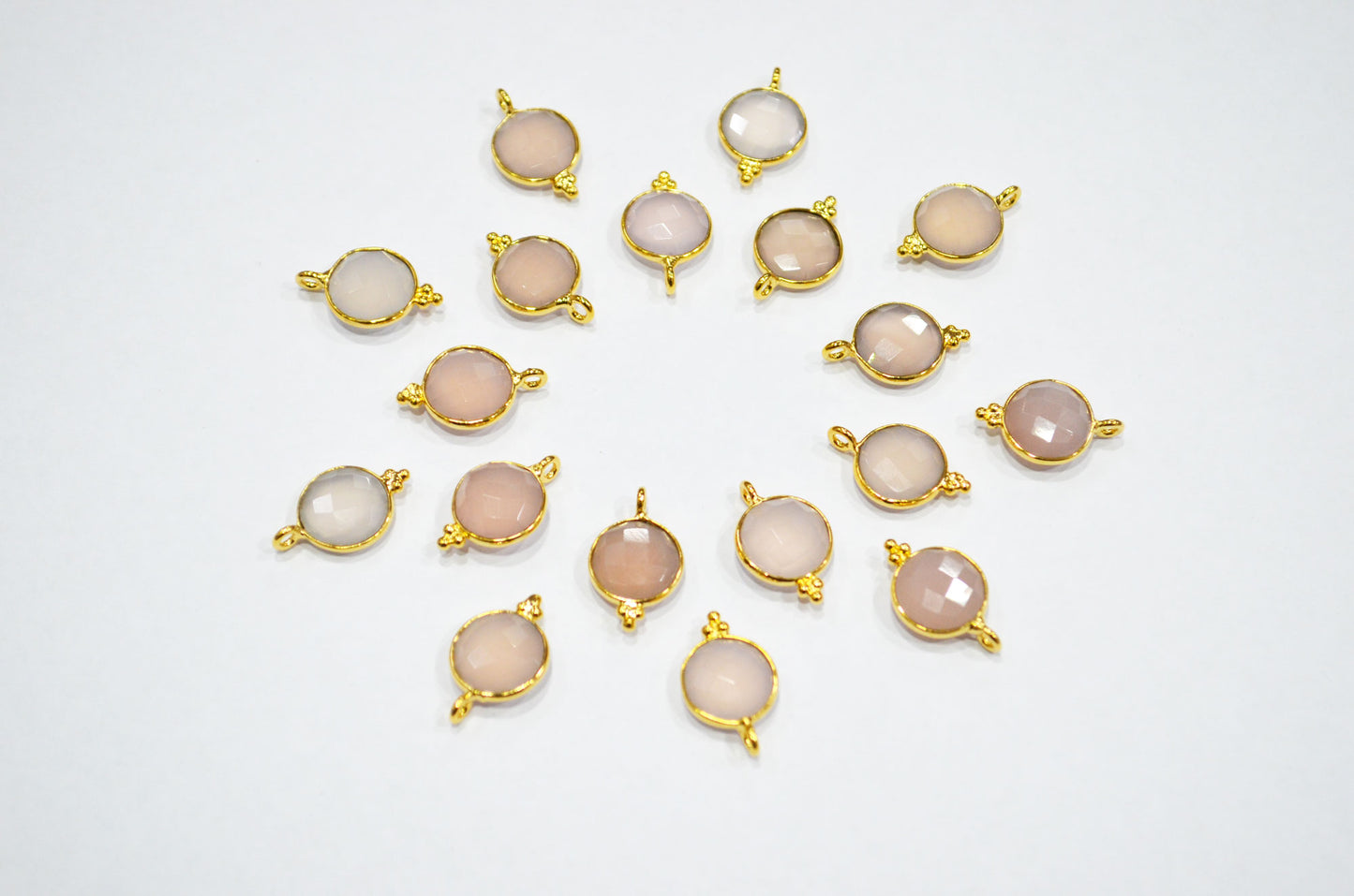 Rose Chalcedony Faceted Coin Shape Connector , Sold By Piece , 11 mm , RB-7486