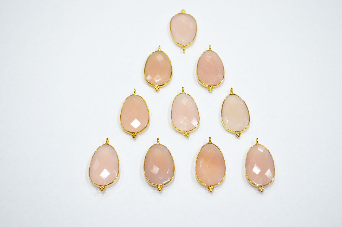 Rose Chalcedony Faceted Egg Shape Connector , Sold By Piece , 17x26 mm , RB-7487