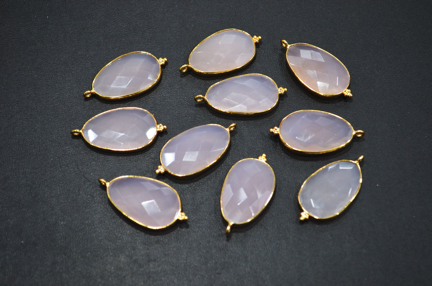 Rose Chalcedony Faceted Egg Shape Connector , Sold By Piece , 17x26 mm , RB-7487