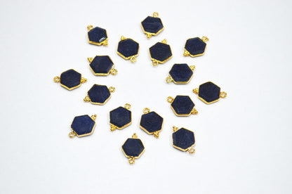 Blue Aventurine Faceted Hexagon Shape Connector , Sold By Piece , 13 - 15 mm , RB-7490