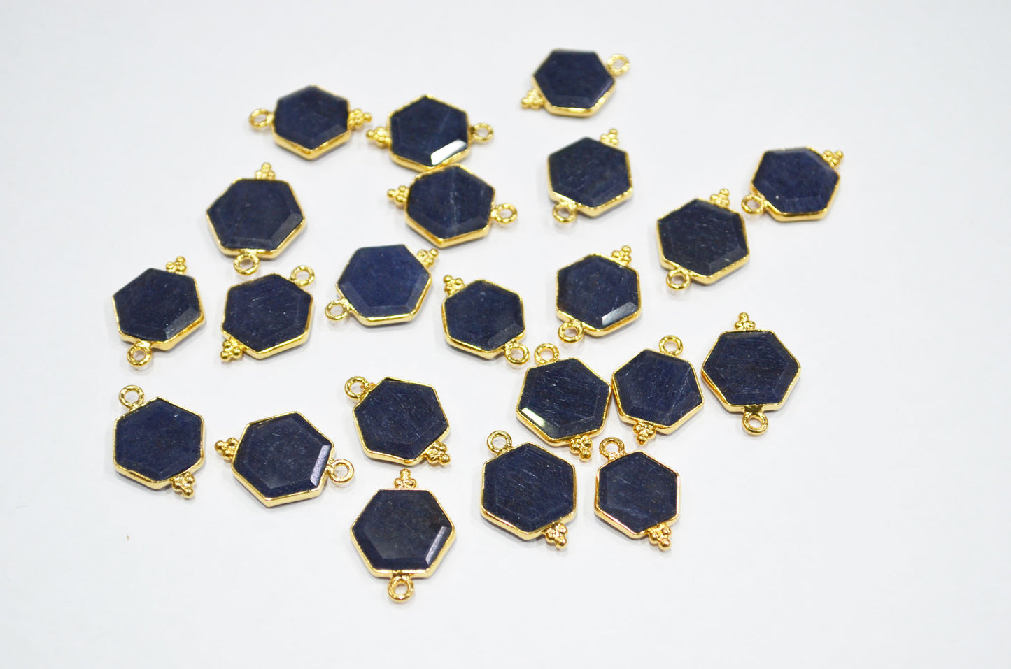 Blue Aventurine Faceted Hexagon Shape Connector , Sold By Piece , 13 - 15 mm , RB-7490