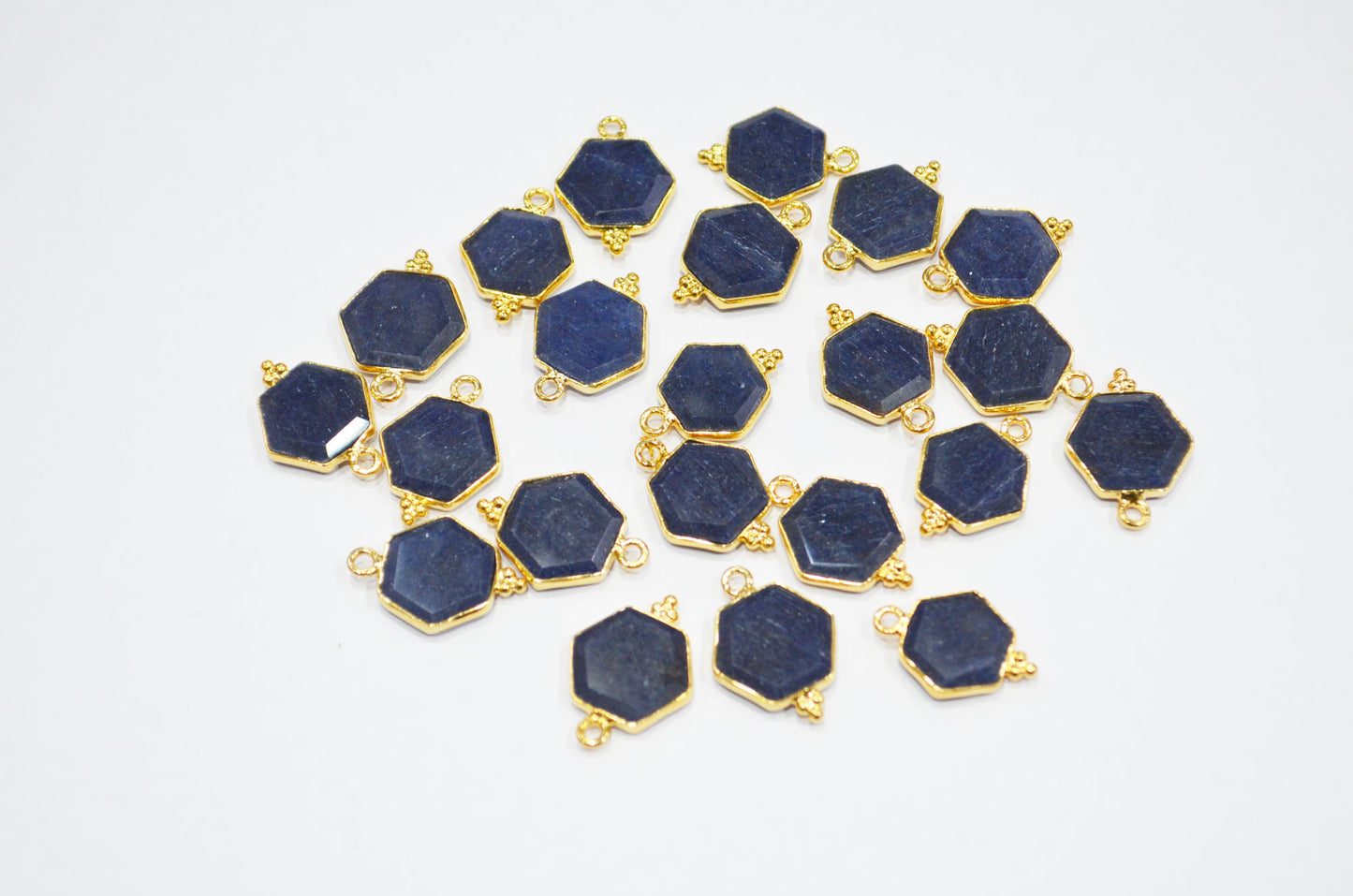 Blue Aventurine Faceted Hexagon Shape Connector , Sold By Piece , 13 - 15 mm , RB-7490