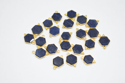 Blue Aventurine Faceted Hexagon Shape Connector , Sold By Piece , 13 - 15 mm , RB-7490