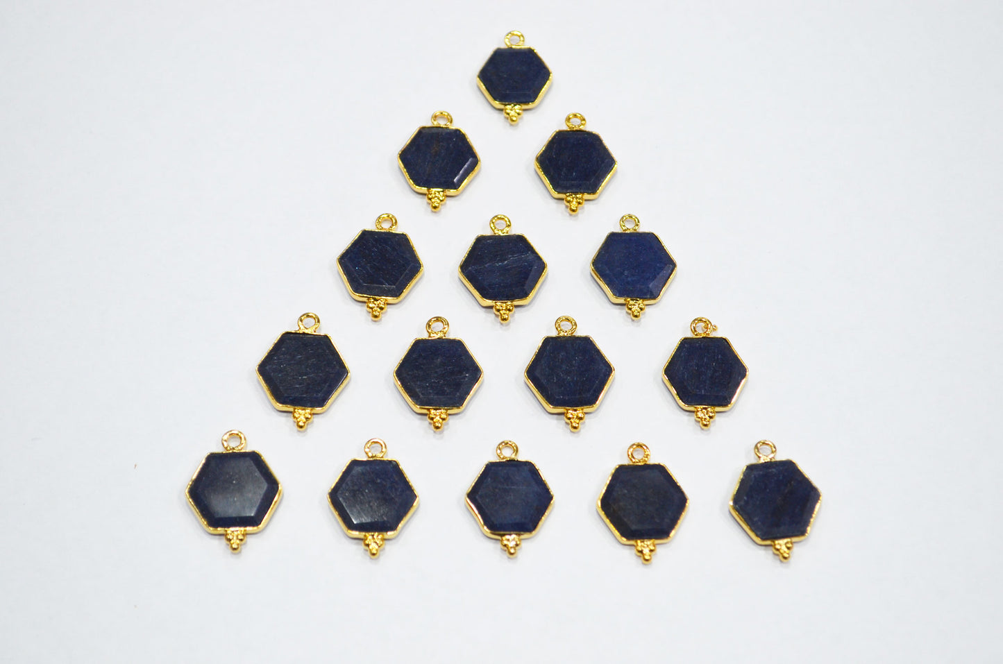 Blue Aventurine Faceted Hexagon Shape Connector , Sold By Piece , 13 - 15 mm , RB-7490