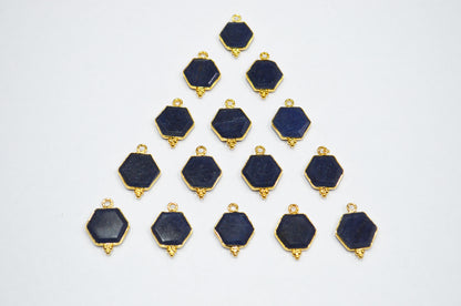 Blue Aventurine Faceted Hexagon Shape Connector , Sold By Piece , 13 - 15 mm , RB-7490