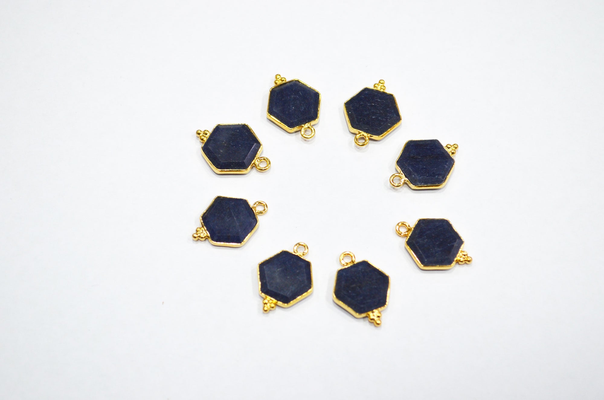 Blue Aventurine Faceted Hexagon Shape Connector , Sold By Piece , 13 - 15 mm , RB-7490