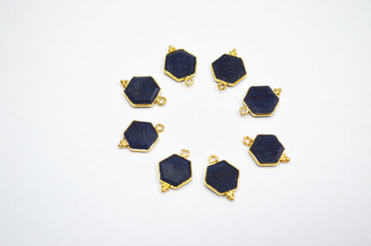 Blue Aventurine Faceted Hexagon Shape Connector , Sold By Piece , 13 - 15 mm , RB-7490