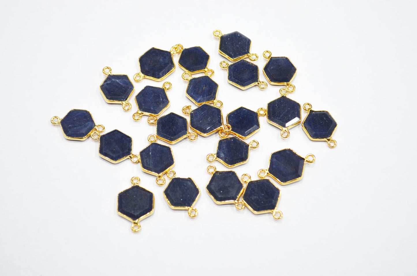 Blue Aventurine Faceted Hexagon Shape Connector , Sold By Piece , 13 - 15 mm , RB-7491