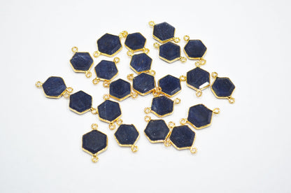 Blue Aventurine Faceted Hexagon Shape Connector , Sold By Piece , 13 - 15 mm , RB-7491