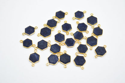 Blue Aventurine Faceted Hexagon Shape Connector , Sold By Piece , 13 - 15 mm , RB-7491