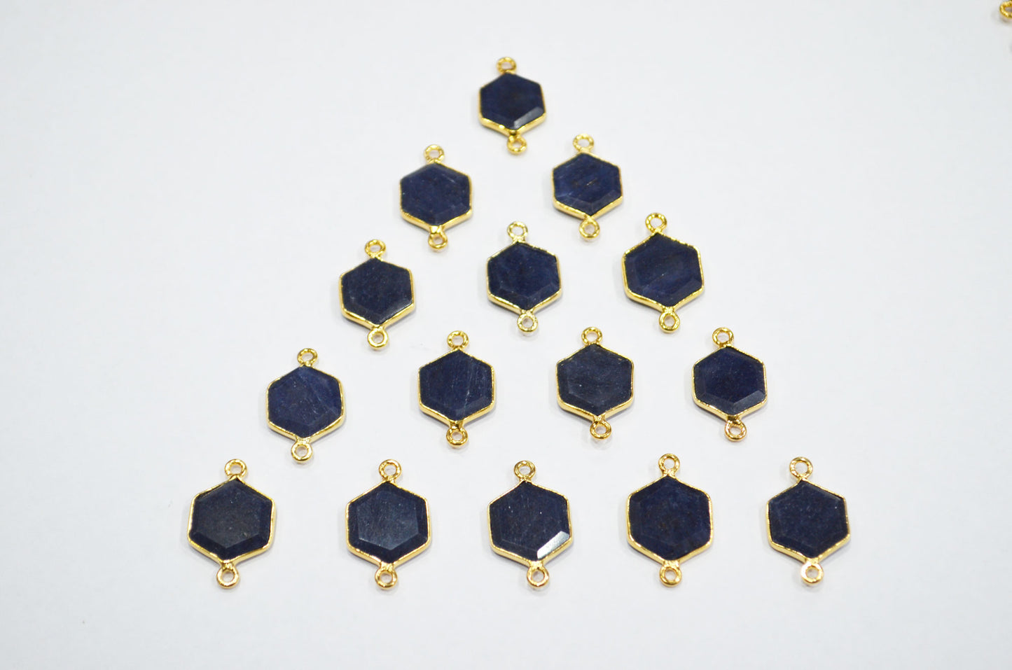 Blue Aventurine Faceted Hexagon Shape Connector , Sold By Piece , 13 - 15 mm , RB-7491
