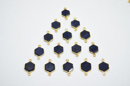 Blue Aventurine Faceted Hexagon Shape Connector , Sold By Piece , 13 - 15 mm , RB-7491