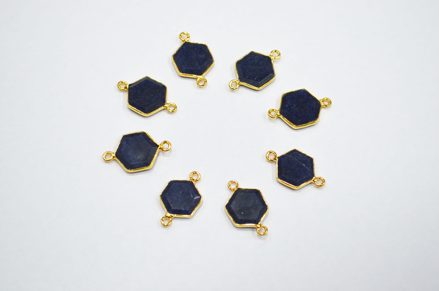 Blue Aventurine Faceted Hexagon Shape Connector , Sold By Piece , 13 - 15 mm , RB-7491